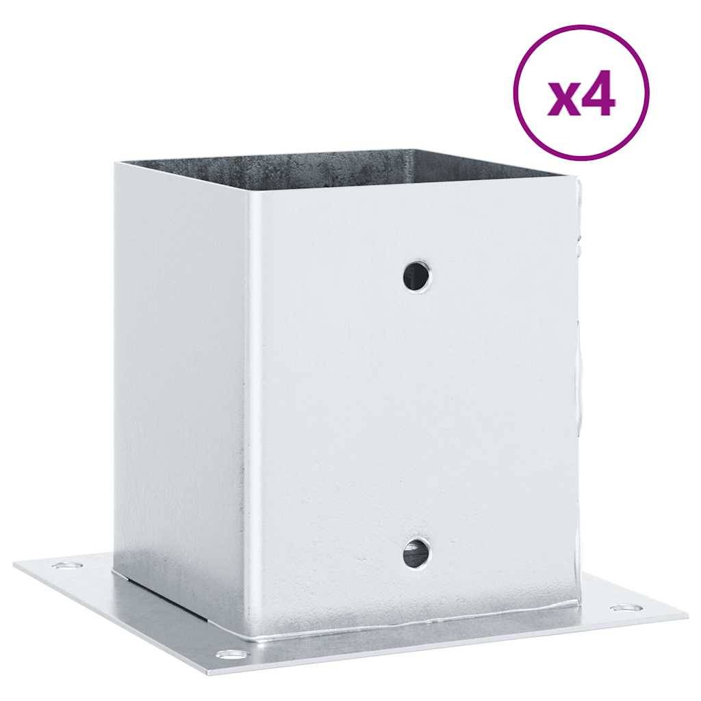 vidaXL Pfostenträger Quadratisch 4Stk. Silber 101x101mm Stahl Verzinkt