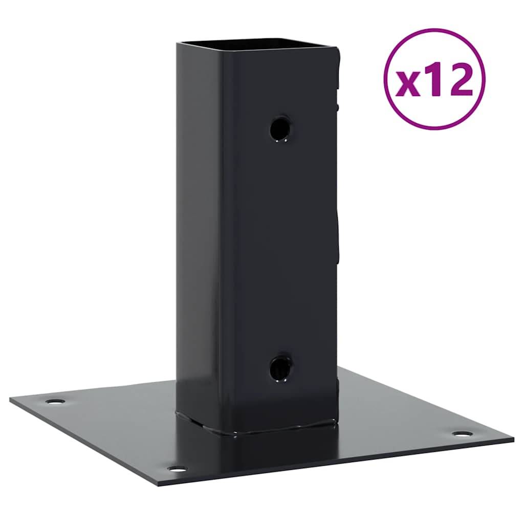 vidaXL Pfostenträger Quadrat 12 Stk. 51x51mm Pulverbeschichteter Stahl