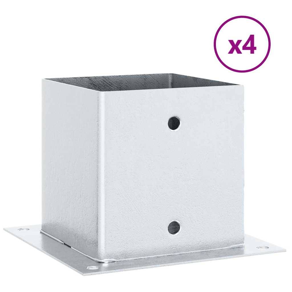 vidaXL Pfostenträger Quadratisch 4Stk. Silber 141x141mm Stahl Verzinkt