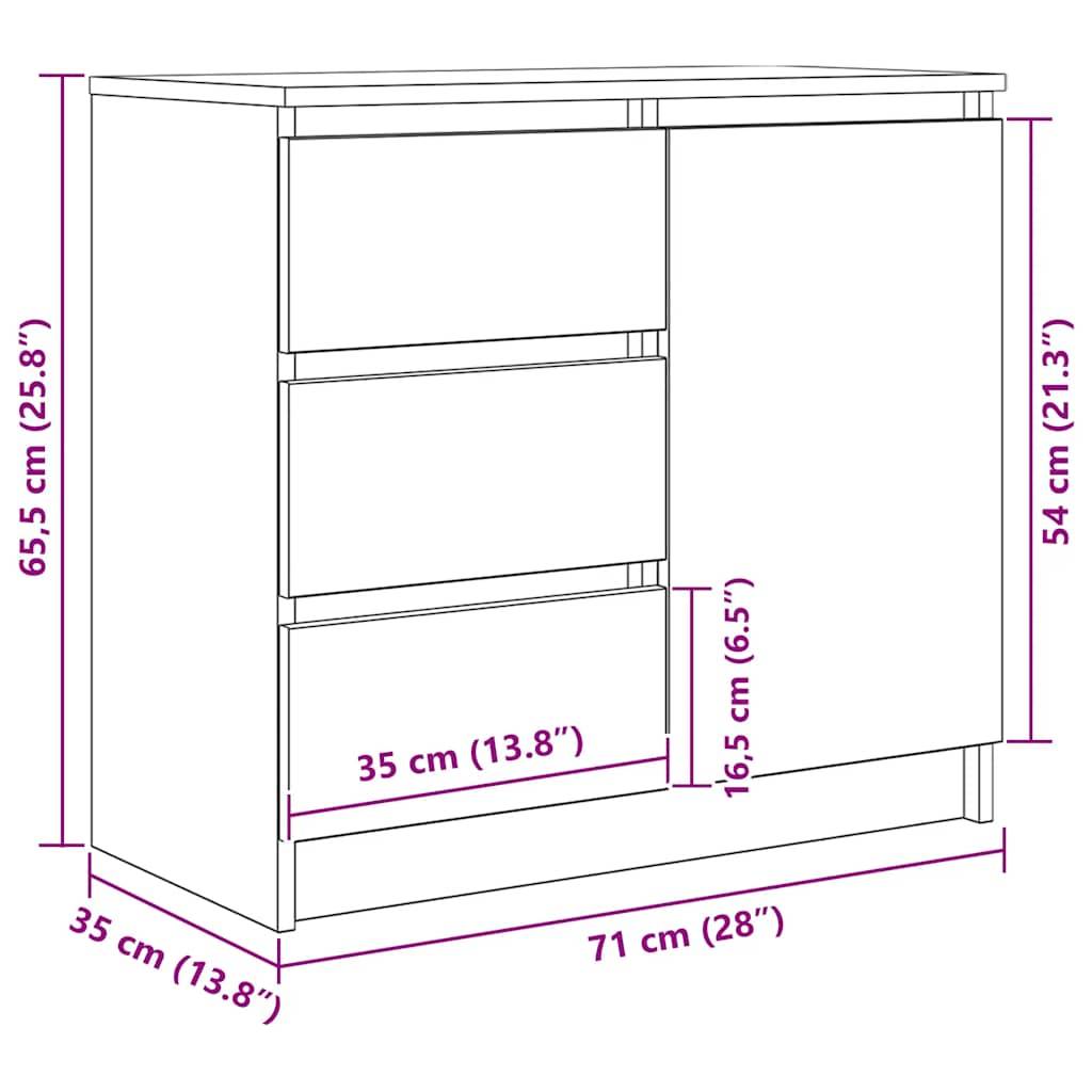 vidaXL Sideboard mit Schublade Sonoma-Eiche 71x35x65 cm Holzwerkstoff