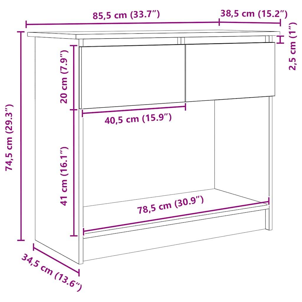 vidaXL Konsolentisch mit Schubladen Altholz-Optik 85,5x38,5x74,5 cm