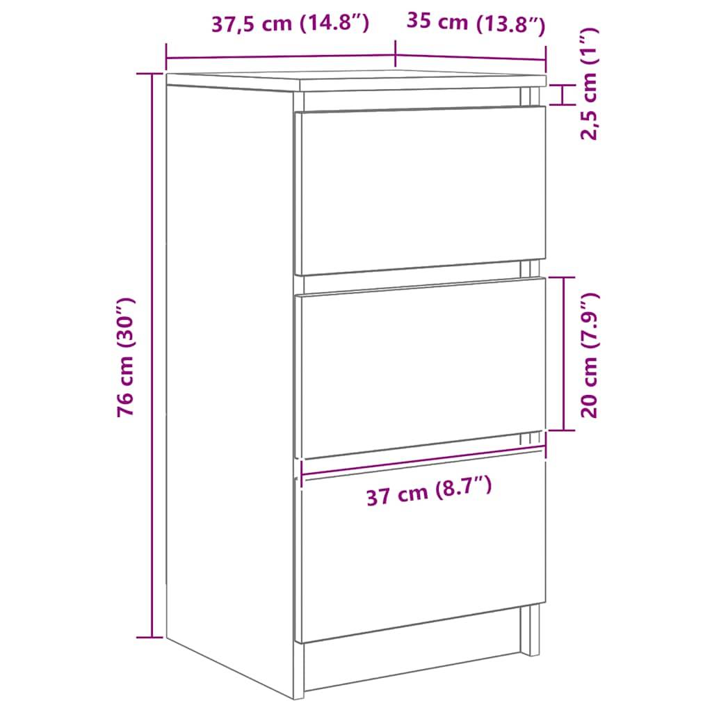 vidaXL Sideboard Weiß 37,5x35x76 cm Holzwerkstoff