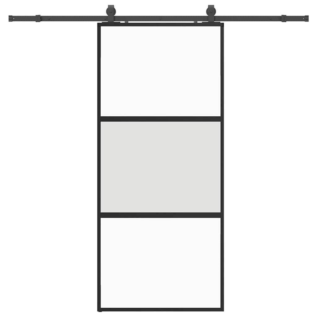 vidaXL Schiebetür mit Beschlag Schwarz 90x205 cm Hartglas