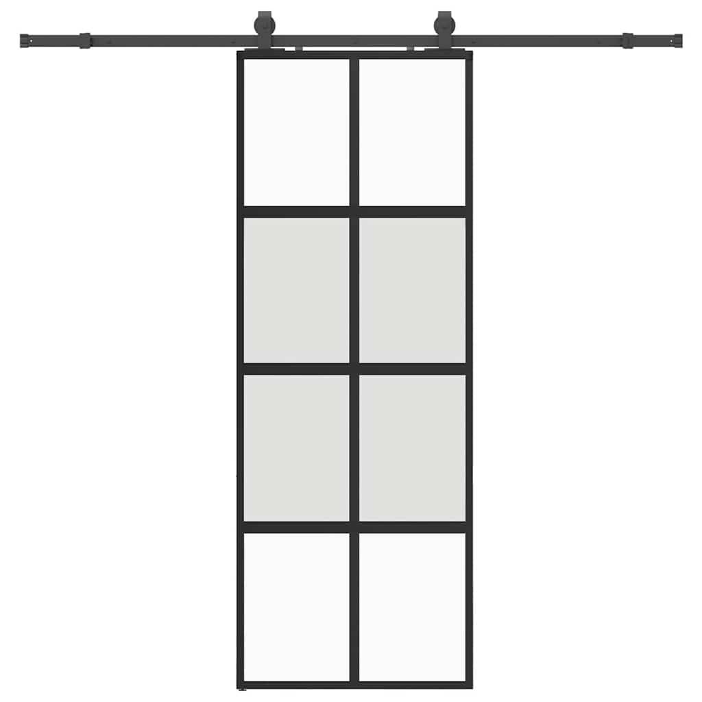 vidaXL Schiebetür mit Beschlag Schwarz 76x205 cm Hartglas