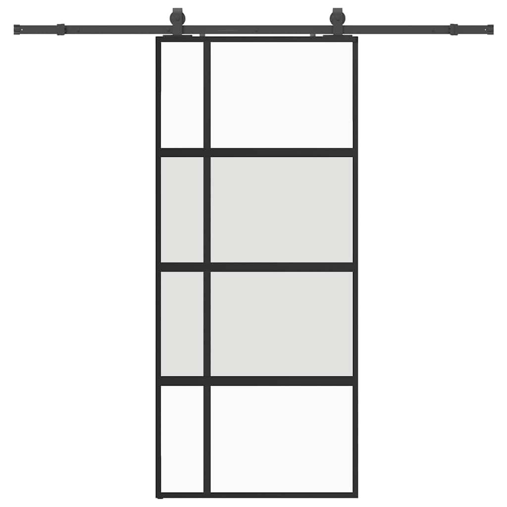 vidaXL Schiebetür mit Beschlag Schwarz 90x205 cm Hartglas