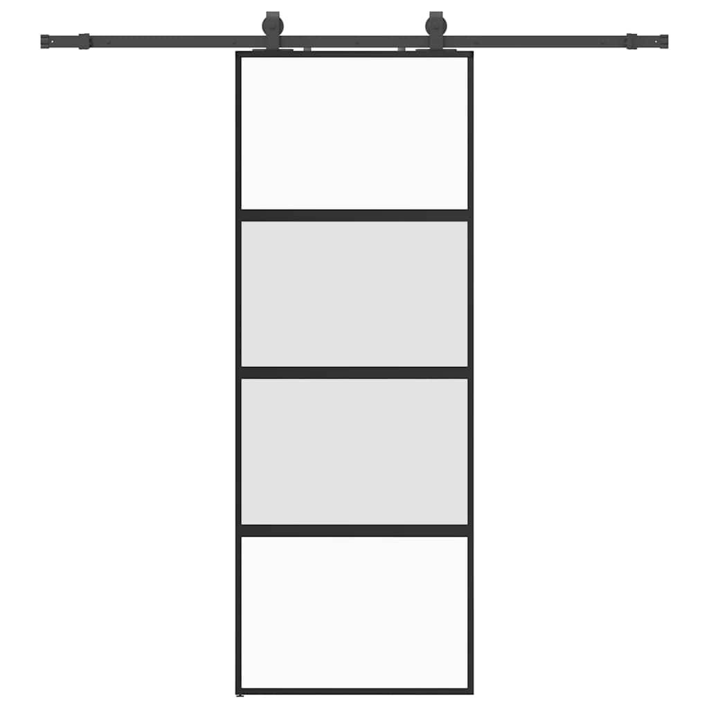 vidaXL Schiebetür mit Beschlag Schwarz 76x205 cm Hartglas