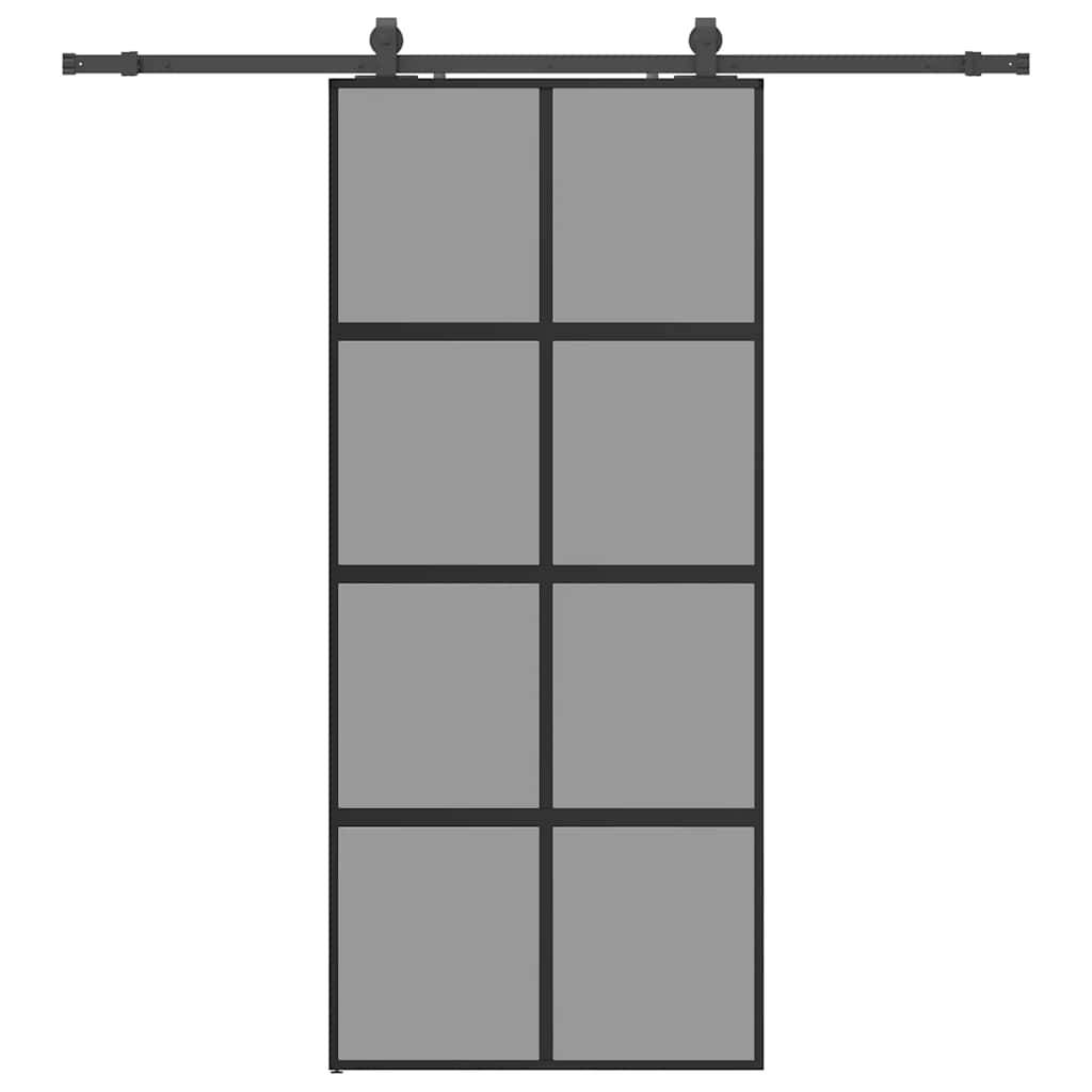 vidaXL Schiebetür mit Beschlag Schwarz 90x205 cm Hartglas