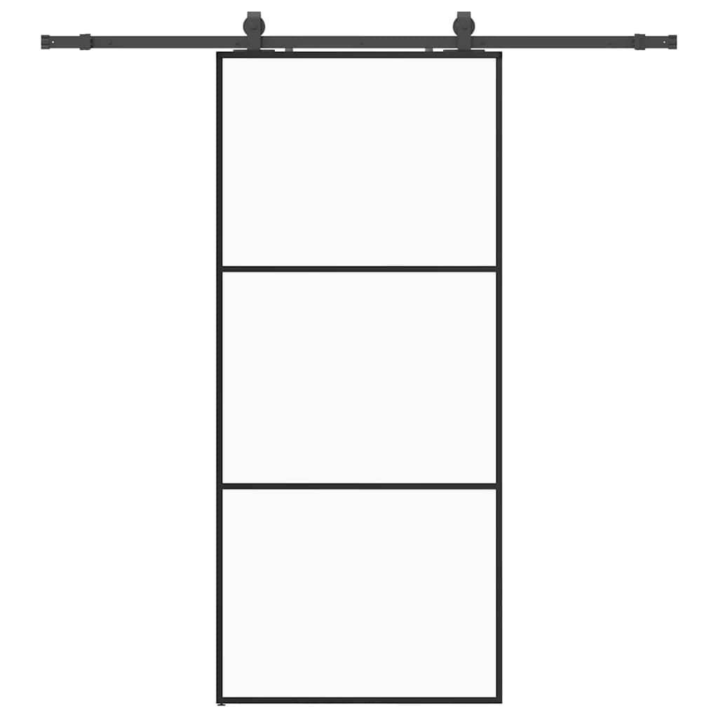 vidaXL Schiebetür mit Beschlag Schwarz 90x205 cm ESG-Glas