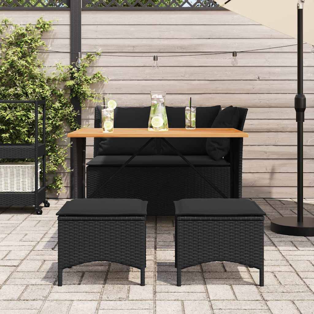 vidaXL 4-tlg. Garten-Essgruppe mit Kissen Schwarz Poly Rattan