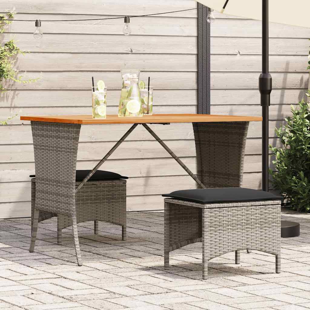 vidaXL Gartentisch mit Akazienholzplatte Grau 105x75x72cm Poly Rattan