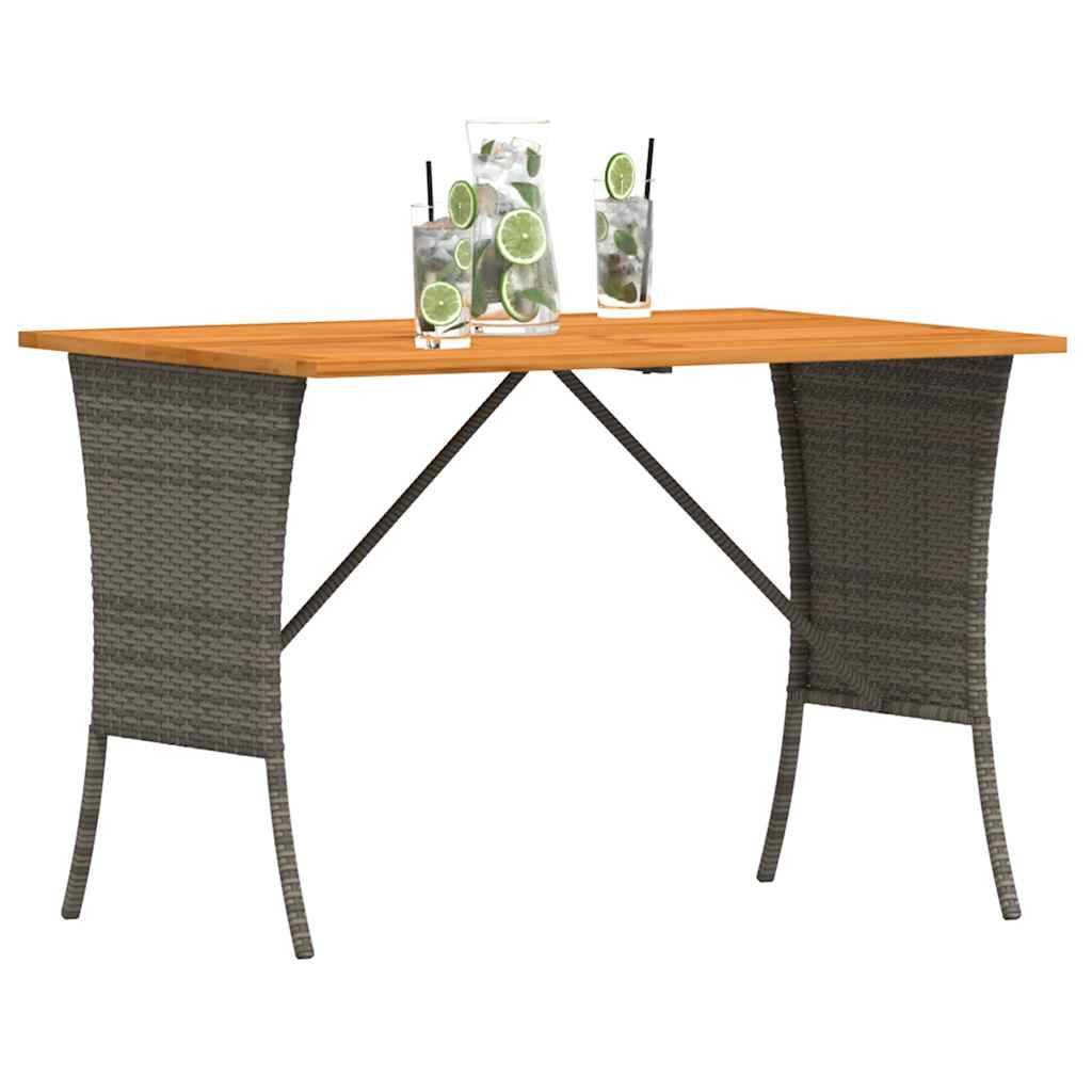 vidaXL Gartentisch mit Akazienholzplatte Grau 105x75x72cm Poly Rattan