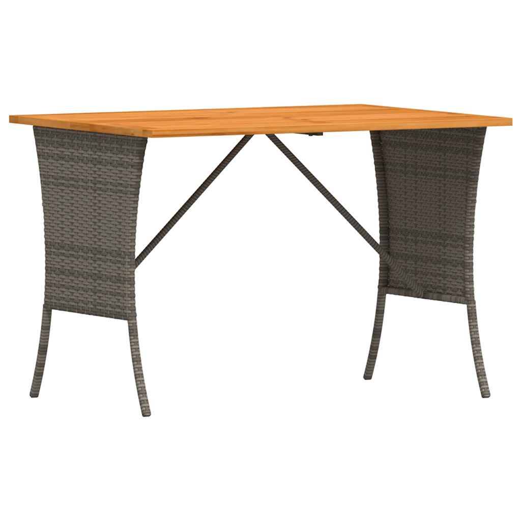 vidaXL Gartentisch mit Akazienholzplatte Grau 105x75x72cm Poly Rattan