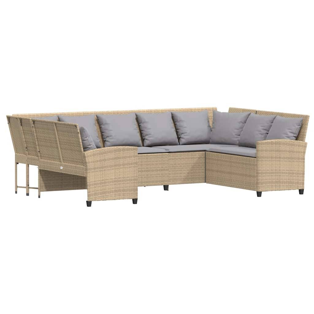 vidaXL Gartensofa mit Kissen Beige Poly Rattan