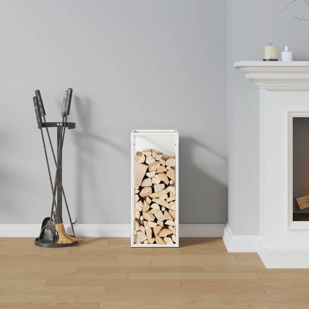 vidaXL Brennholzregal Weiß 25x25x60 cm Kaltgewalzter Stahl