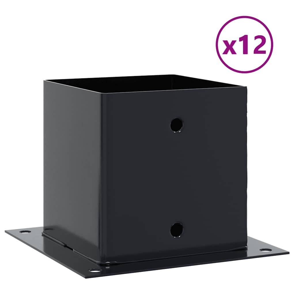 vidaXL Pfostenträger Quadrat 12 Stk. 141x141mm Stahl Pulverbeschichtet