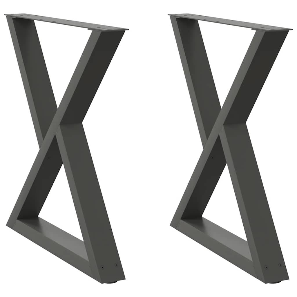 vidaXL Esstisch Beine 2 Stück Anthrazit 80x(72-73,3) cm Stahl