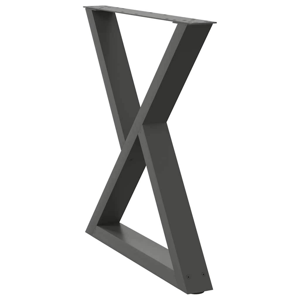vidaXL Esstisch Beine 2 Stück Anthrazit 80x(72-73,3) cm Stahl