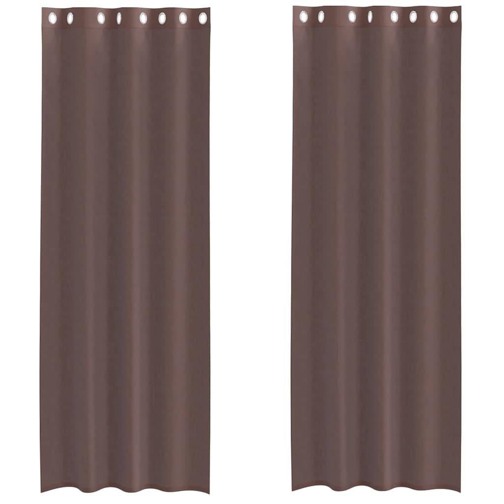 vidaXL Voile Vorhänge mit Ösen 2 Stk. Braun 140x300 cm