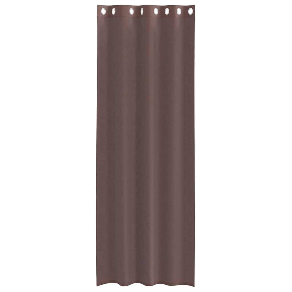 vidaXL Voile Vorhänge mit Ösen 2 Stk. Braun 140x300 cm