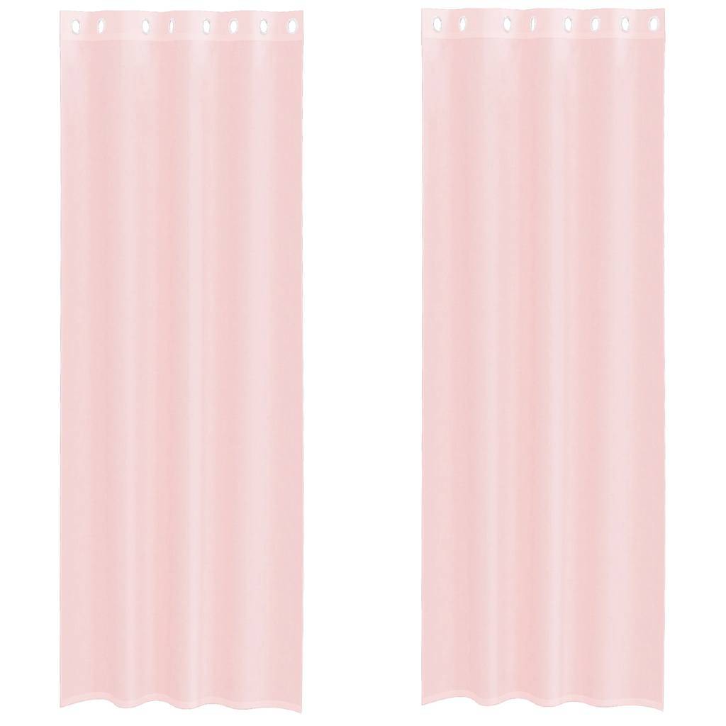 vidaXL Voile Vorhänge mit Ösen 2 Stk. Hellrosa 140x260 cm