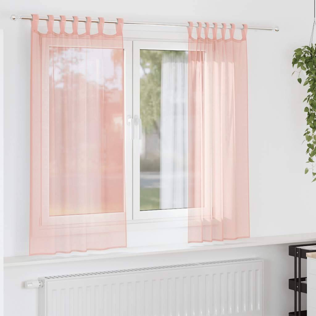 vidaXL Voile Vorhänge mit Schlaufen 2 Stk. Rosa 140x140 cm
