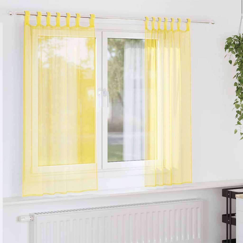 vidaXL Voile Vorhänge mit Schlaufen 2 Stk. Gelb 140x175 cm