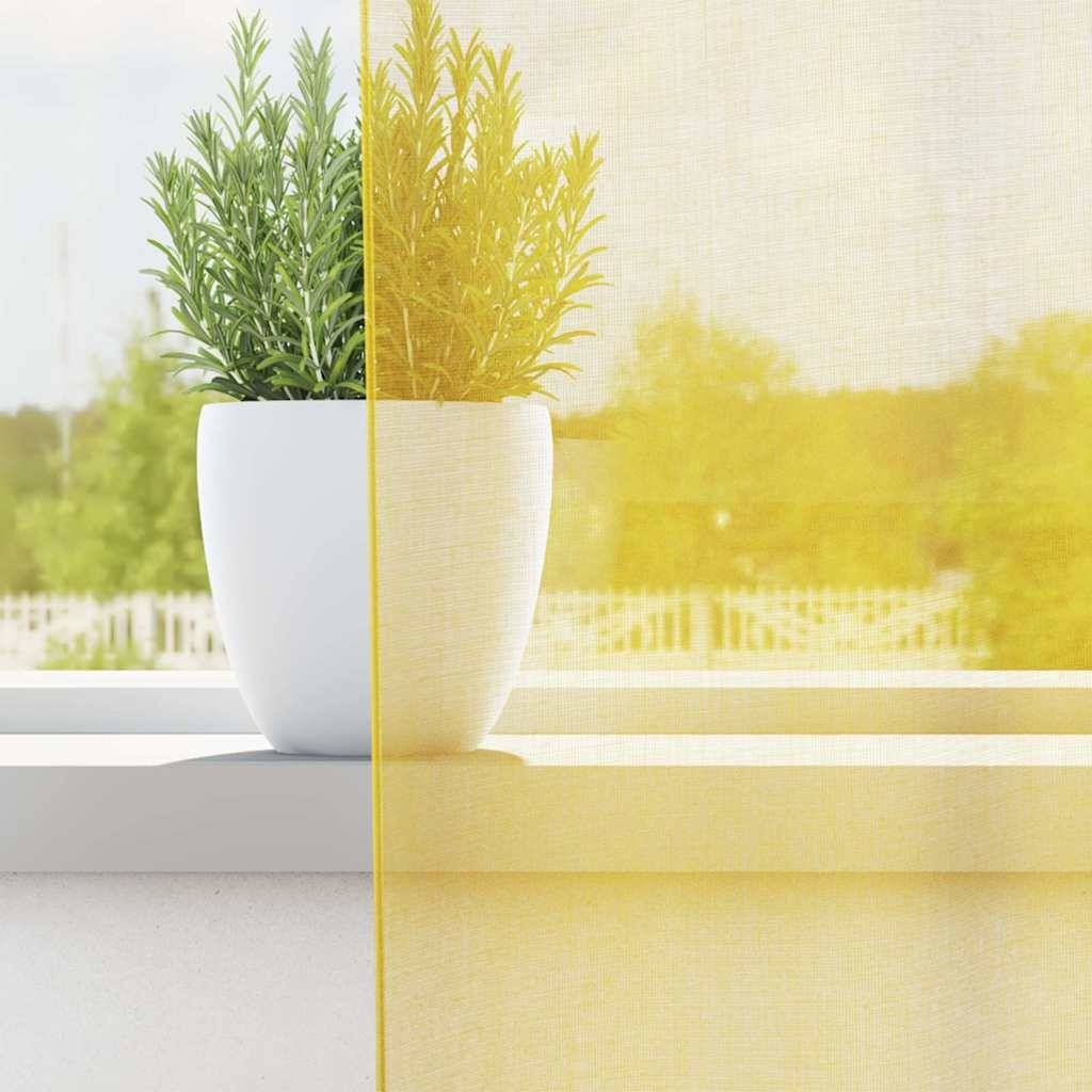 vidaXL Voile Vorhänge mit Schlaufen 2 Stk. Gelb 140x175 cm