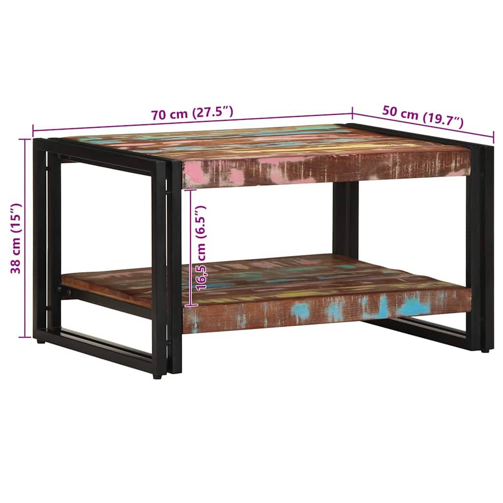 vidaXL Couchtisch Mehrfarbig 70x50x38 cm Altholz Massivholz