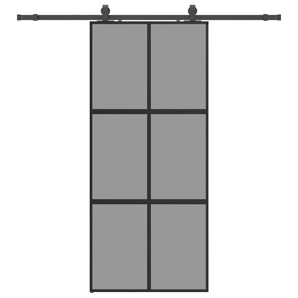 vidaXL Schiebetür mit Beschlag Schwarz 90x205 cm Hartglas