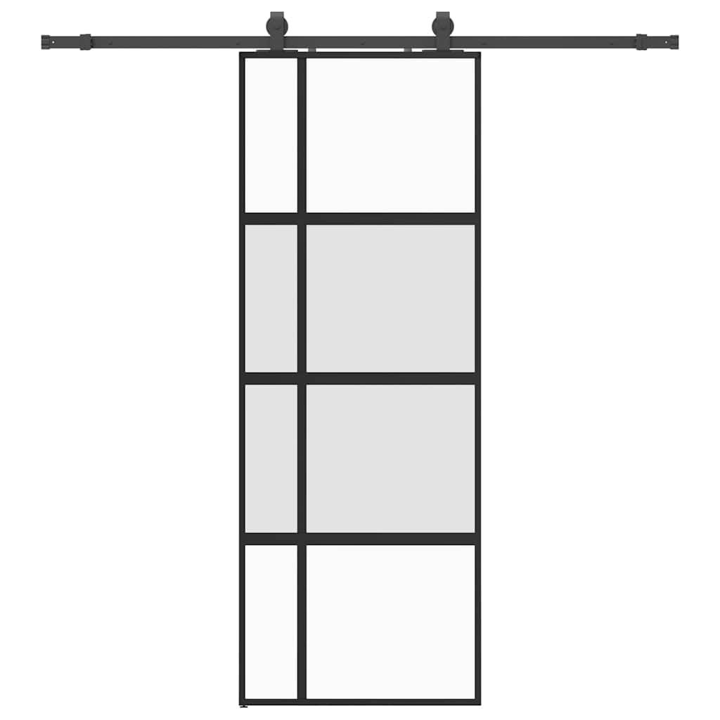 vidaXL Schiebetür mit Beschlag Schwarz 76x205 cm Hartglas