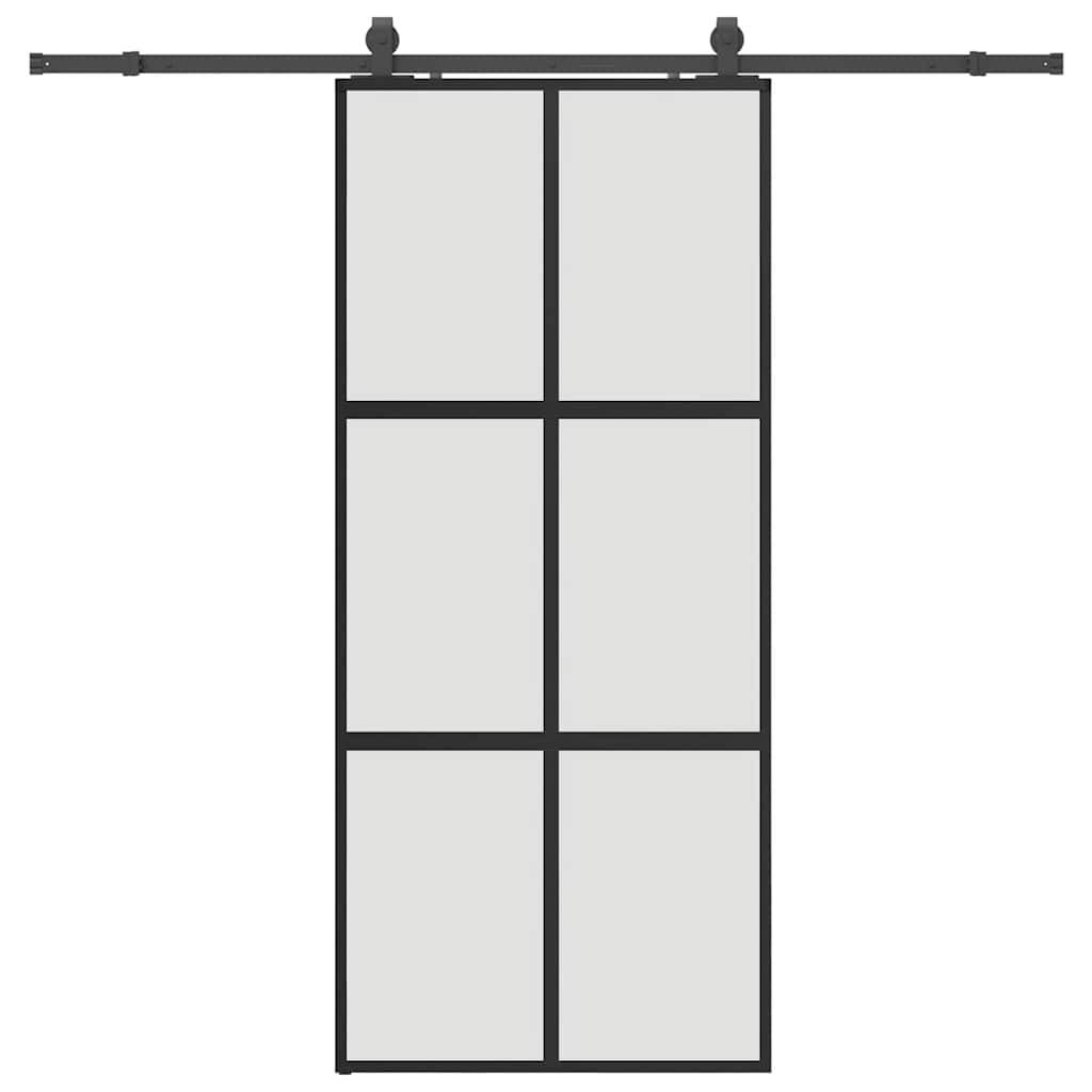vidaXL Schiebetür mit Beschlag Schwarz 90x205 cm Hartglas