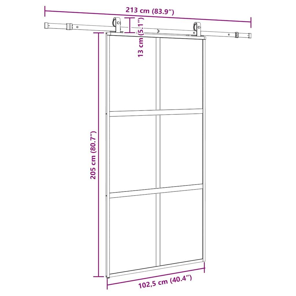 vidaXL Schiebetür mit Beschlag Schwarz 102,5x205 cm Hartglas