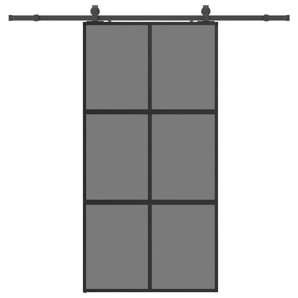 vidaXL Schiebetür mit Beschlag Schwarz 102,5x205 cm Hartglas