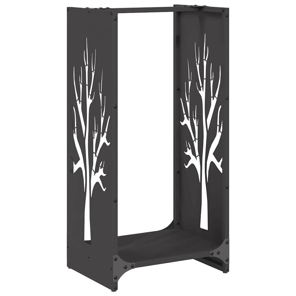 vidaXL Brennholzregal Schwarz 40x30x80 cm Kaltgewalzter Stahl