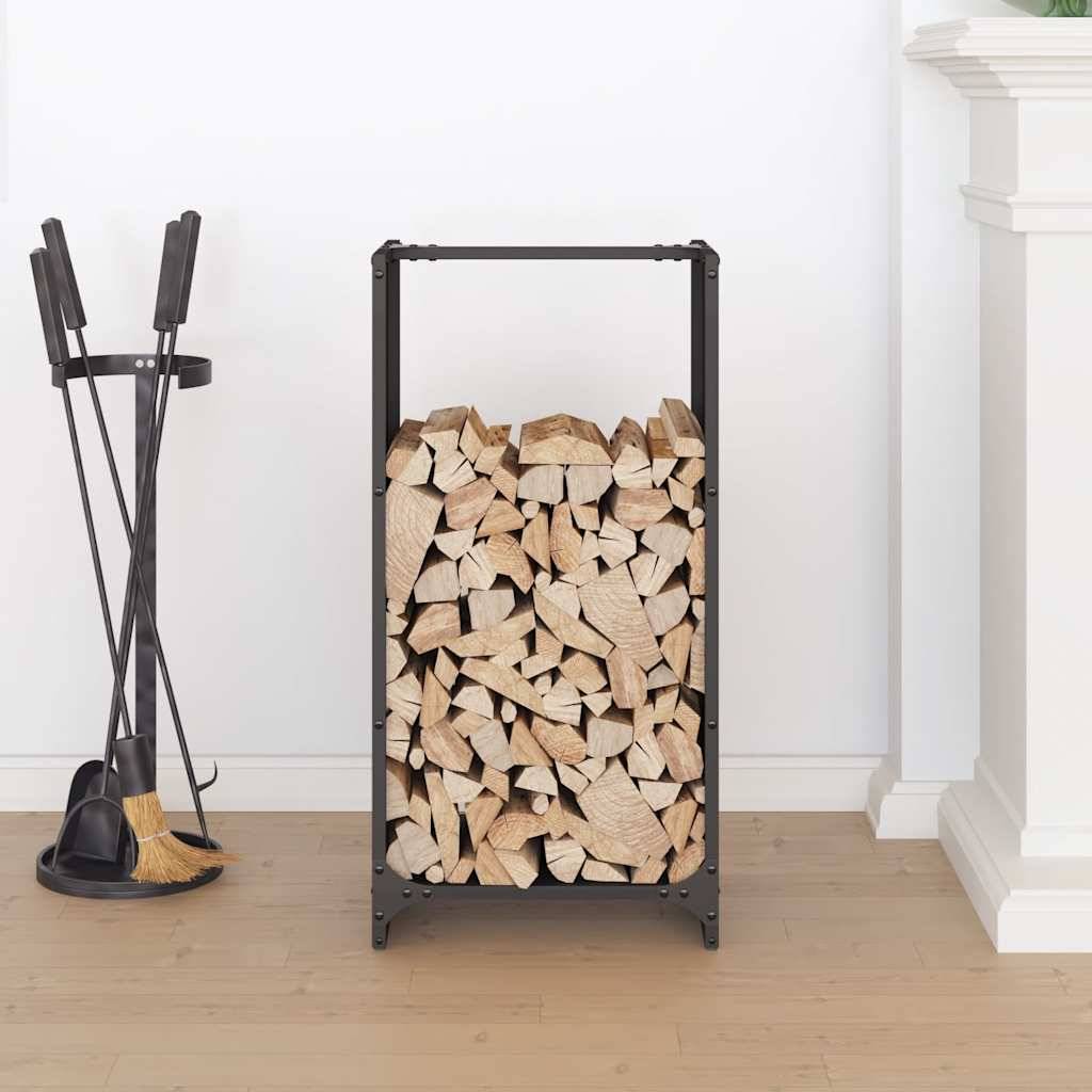 vidaXL Brennholzregal Schwarz 40x30x80 cm Kaltgewalzter Stahl