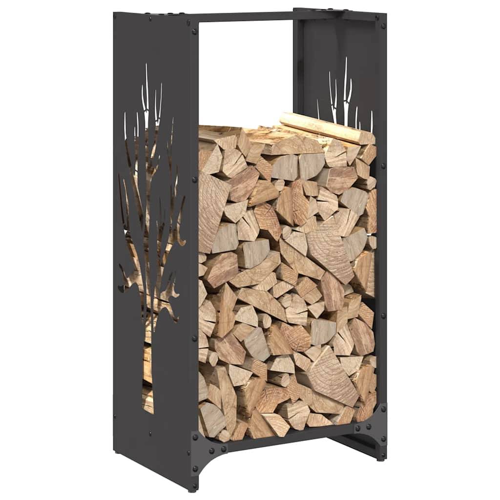 vidaXL Brennholzregal Schwarz 40x30x80 cm Kaltgewalzter Stahl