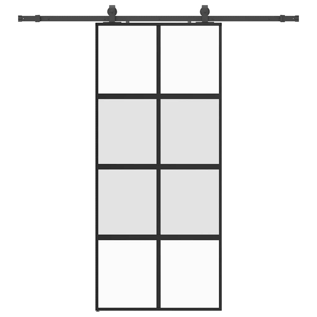 vidaXL Schiebetür mit Beschlag Schwarz 90x205 cm Hartglas