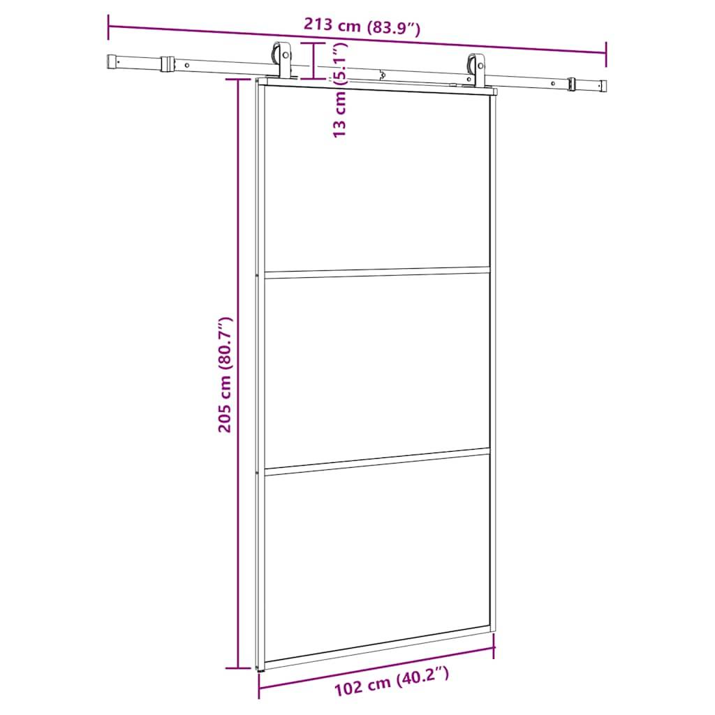 vidaXL Schiebetür mit Beschlag Schwarz 102x205 cm ESG-Glas