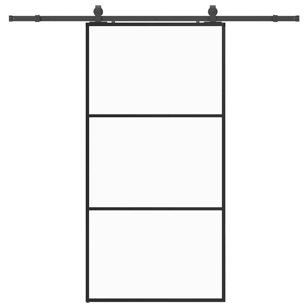 vidaXL Schiebetür mit Beschlag Schwarz 102x205 cm ESG-Glas