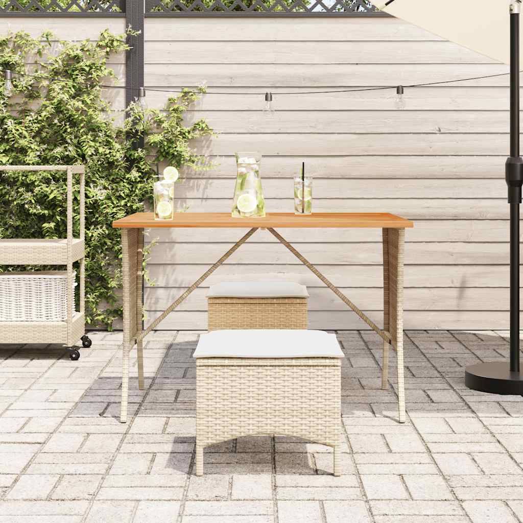 vidaXL Gartentisch mit Akazienholzplatte Beige 105x75x72cm Poly Rattan