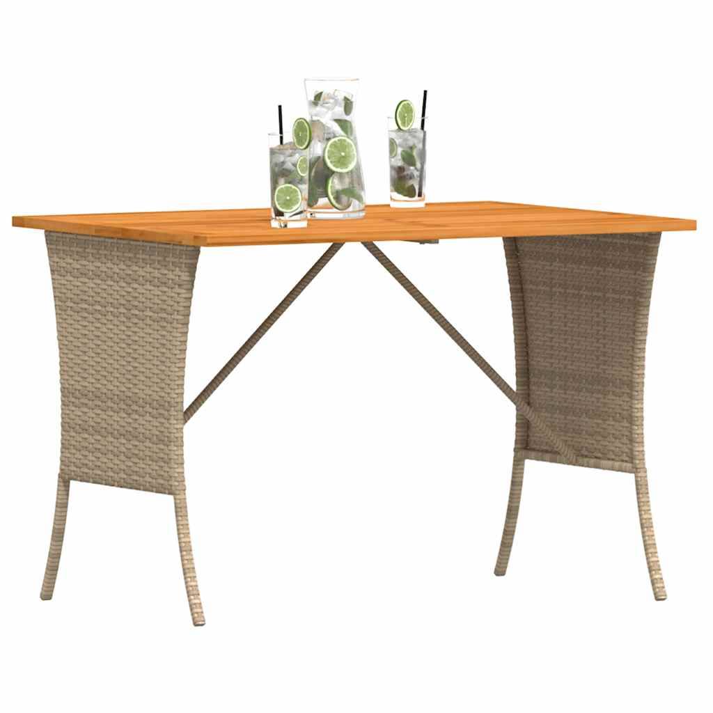 vidaXL Gartentisch mit Akazienholzplatte Beige 105x75x72cm Poly Rattan