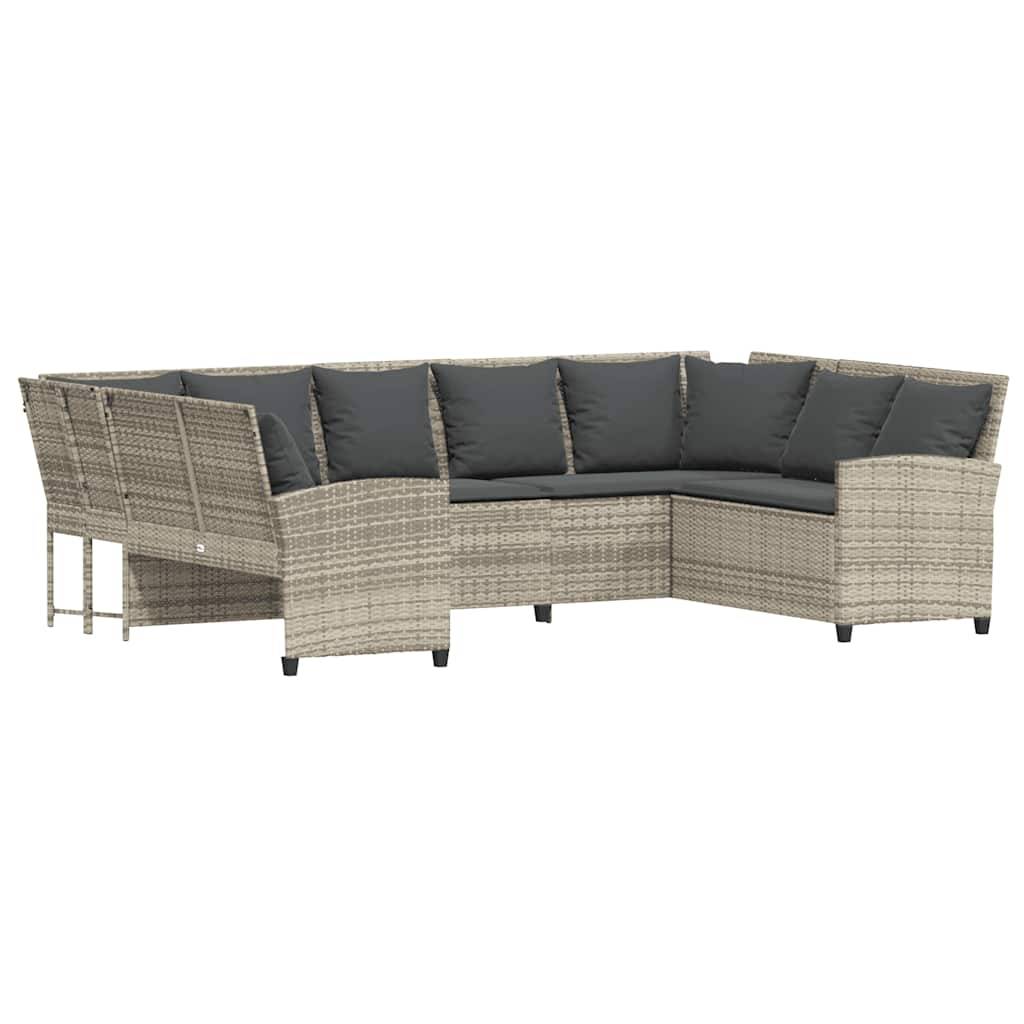 vidaXL Gartensofa mit Kissen Hellgrau Poly Rattan