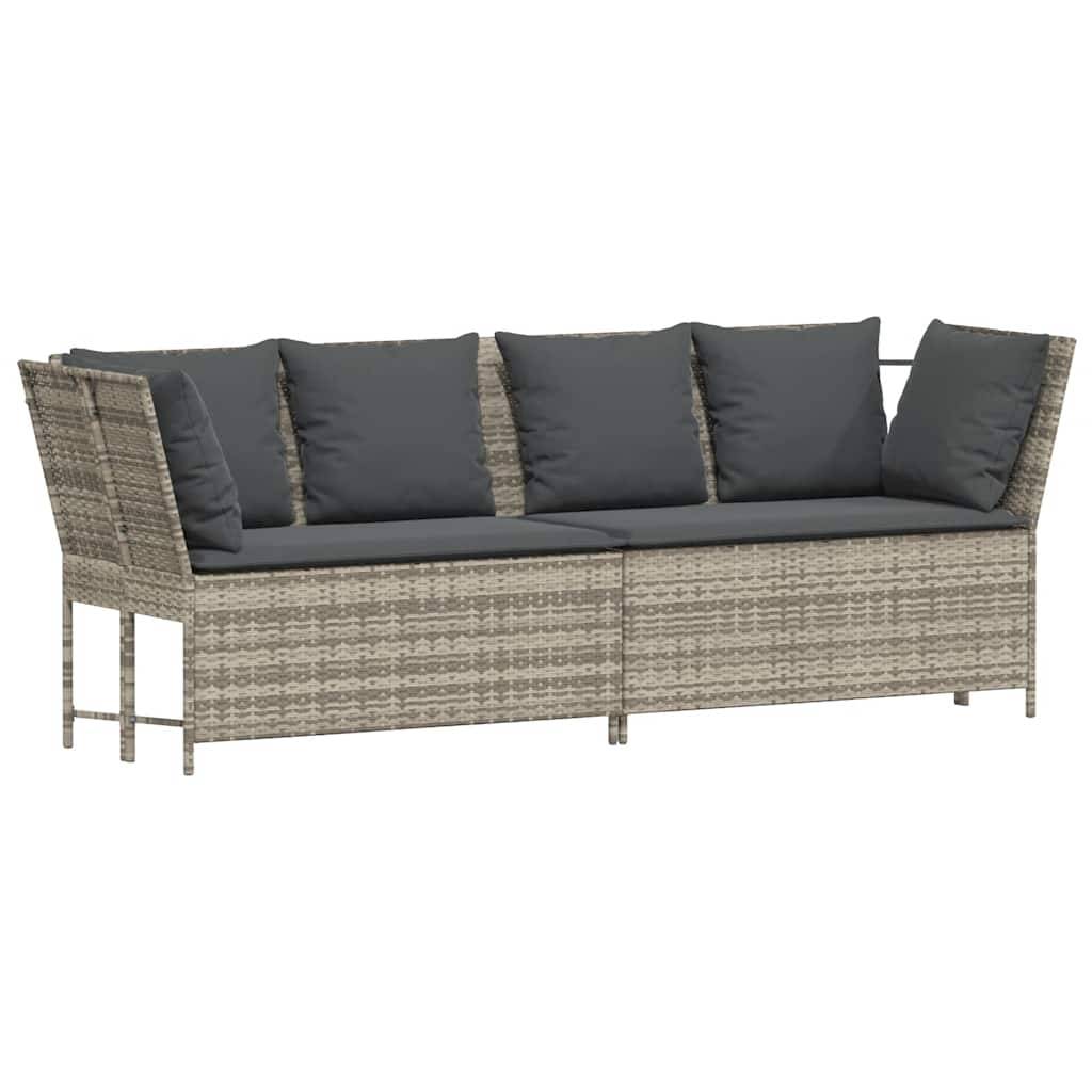 vidaXL Gartensofa mit Kissen Hellgrau Poly Rattan