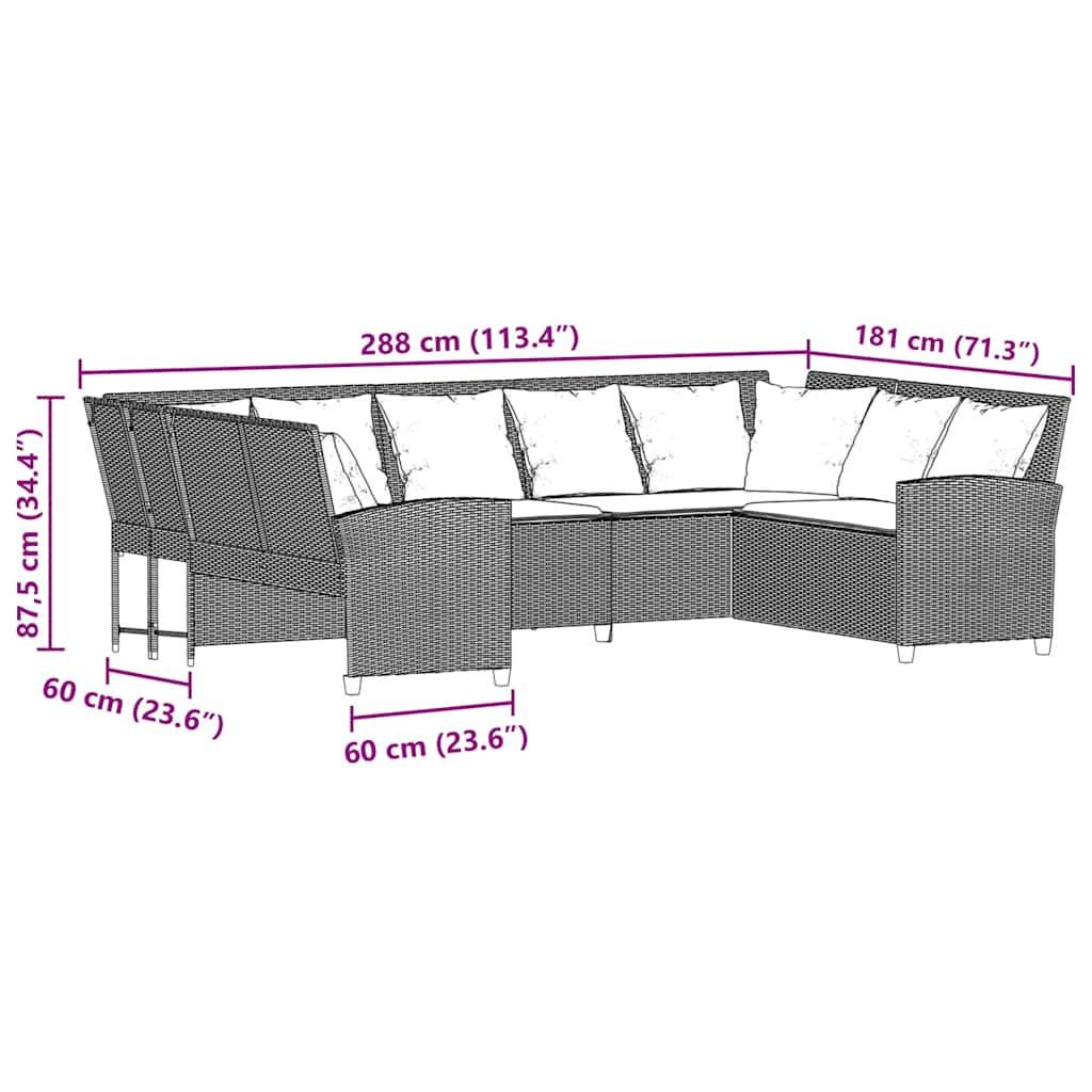 vidaXL Gartensofa mit Kissen Schwarz Poly Rattan