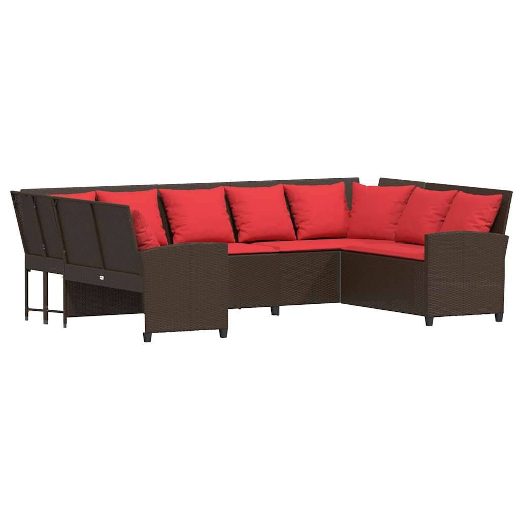 vidaXL Gartensofa mit Kissen Braun Poly Rattan