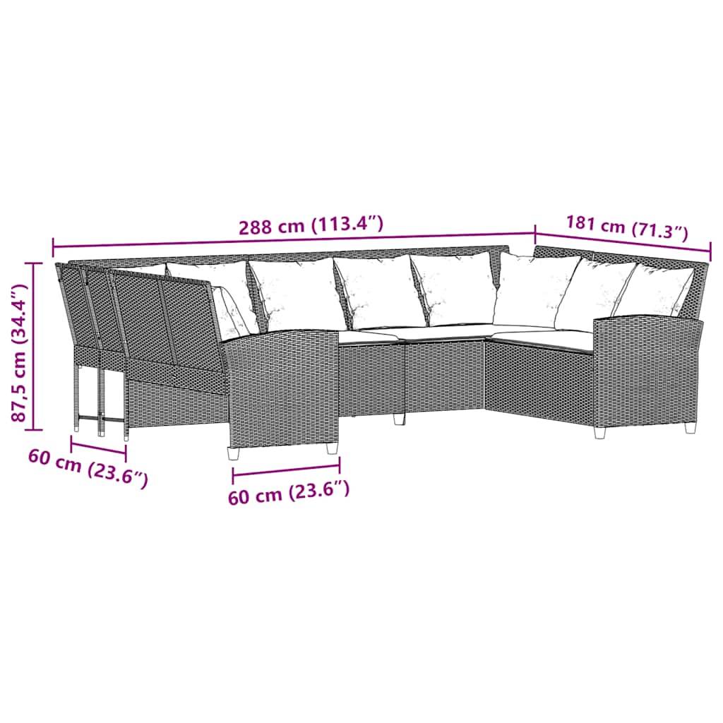 vidaXL Gartensofa mit Kissen Braun Poly Rattan