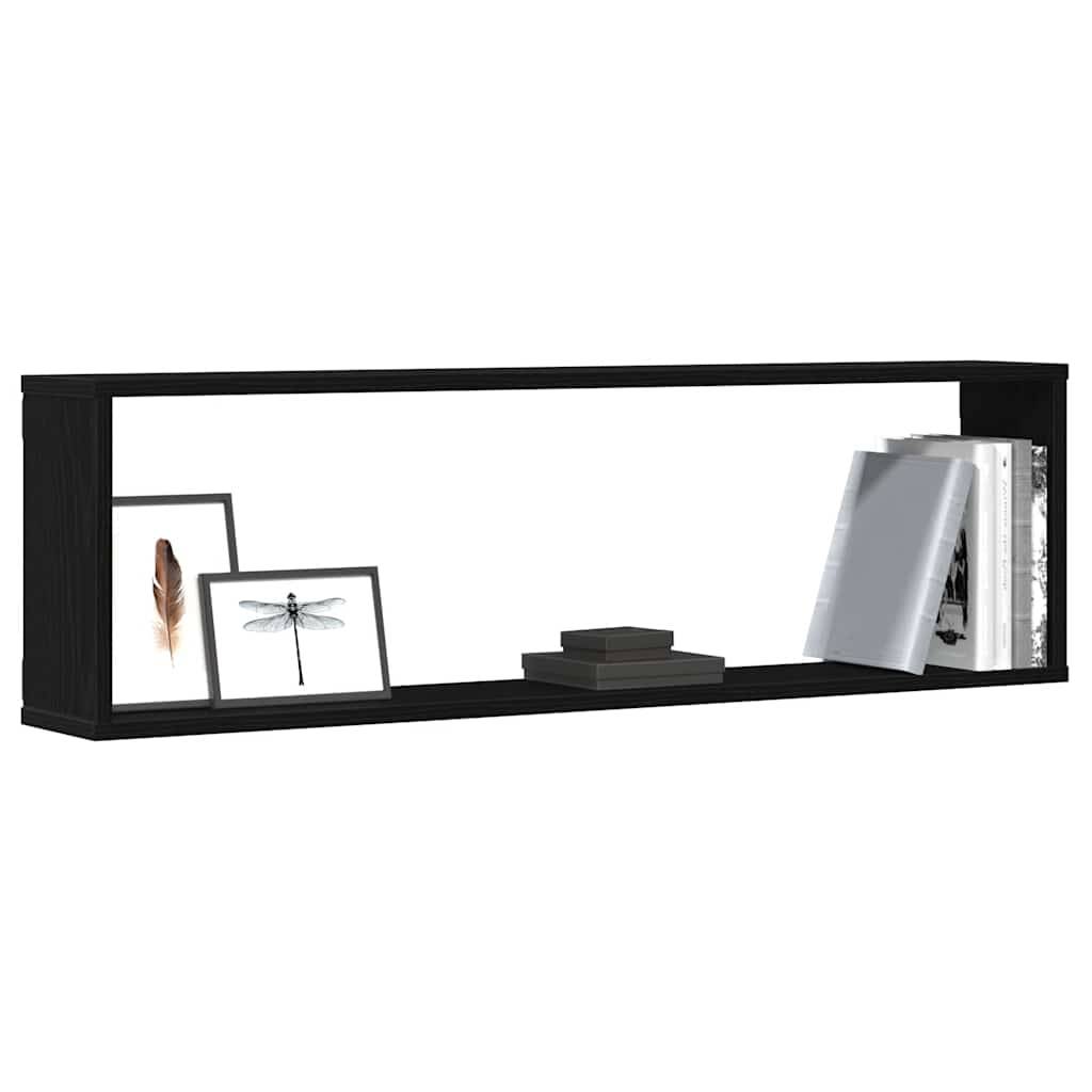 vidaXL Würfelregale 2 Stk. Schwarz Eichen-Optik 100x15x30 cm