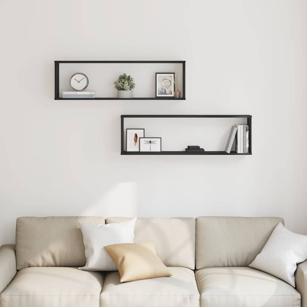 vidaXL Würfelregale 2 Stk. Schwarz Eichen-Optik 100x15x30 cm