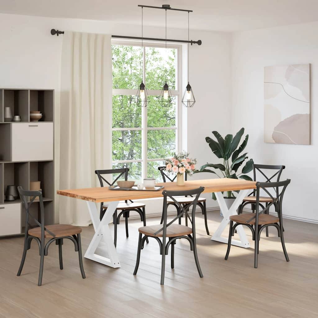 vidaXL Esstisch Beine 2 Stück Weiß 70x(72-73,3) cm Stahl