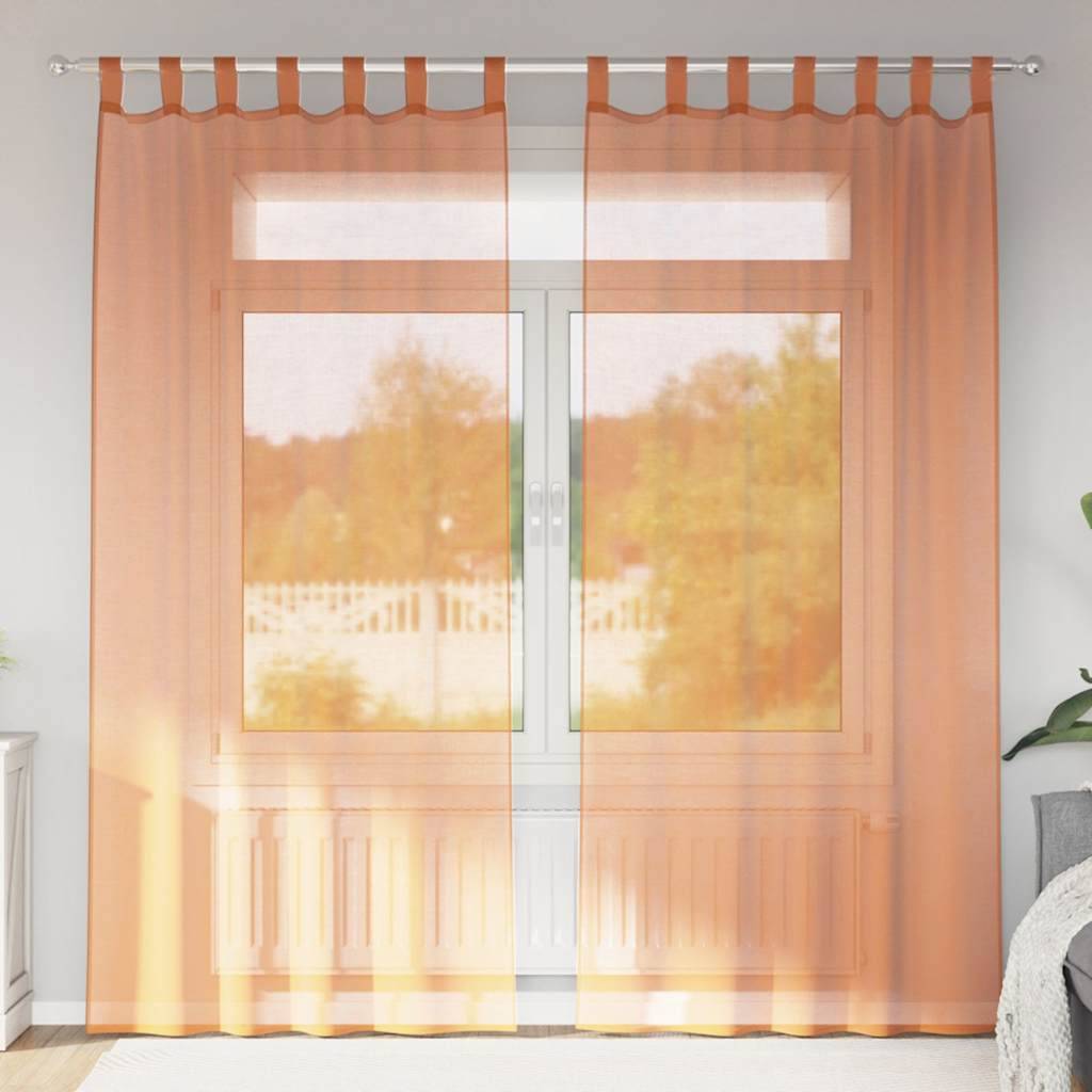 vidaXL Voile Vorhänge mit Schlaufen 2 Stk. Terrakottarot 140x245 cm